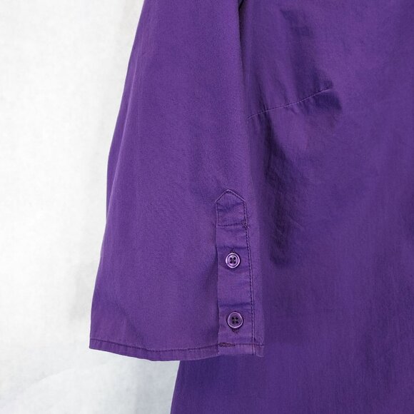 2 Button Up Shirt Women 14/16 Lane Bryant Stripe 3/4 Sleeve Venezia Purple Strec - Picture 13 of 16